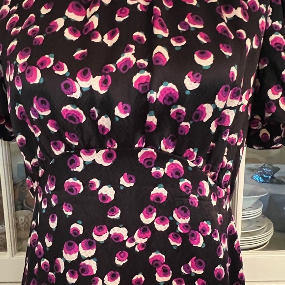 ANNA SUI Vintage Silk Dress, Size 8, Black & Purple Flower Petals, Early 2000s! - Picture 3 of 13